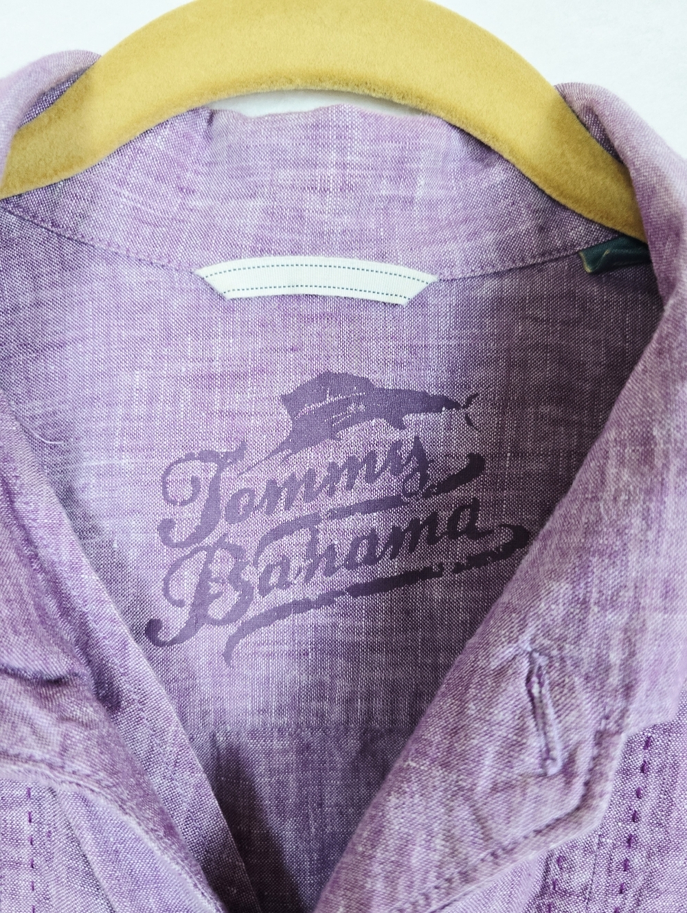 Tommy Bahama Purple Linen S Sleeve Camp Button Up Summer Shirt. Mens XLT - Picture 3 of 9